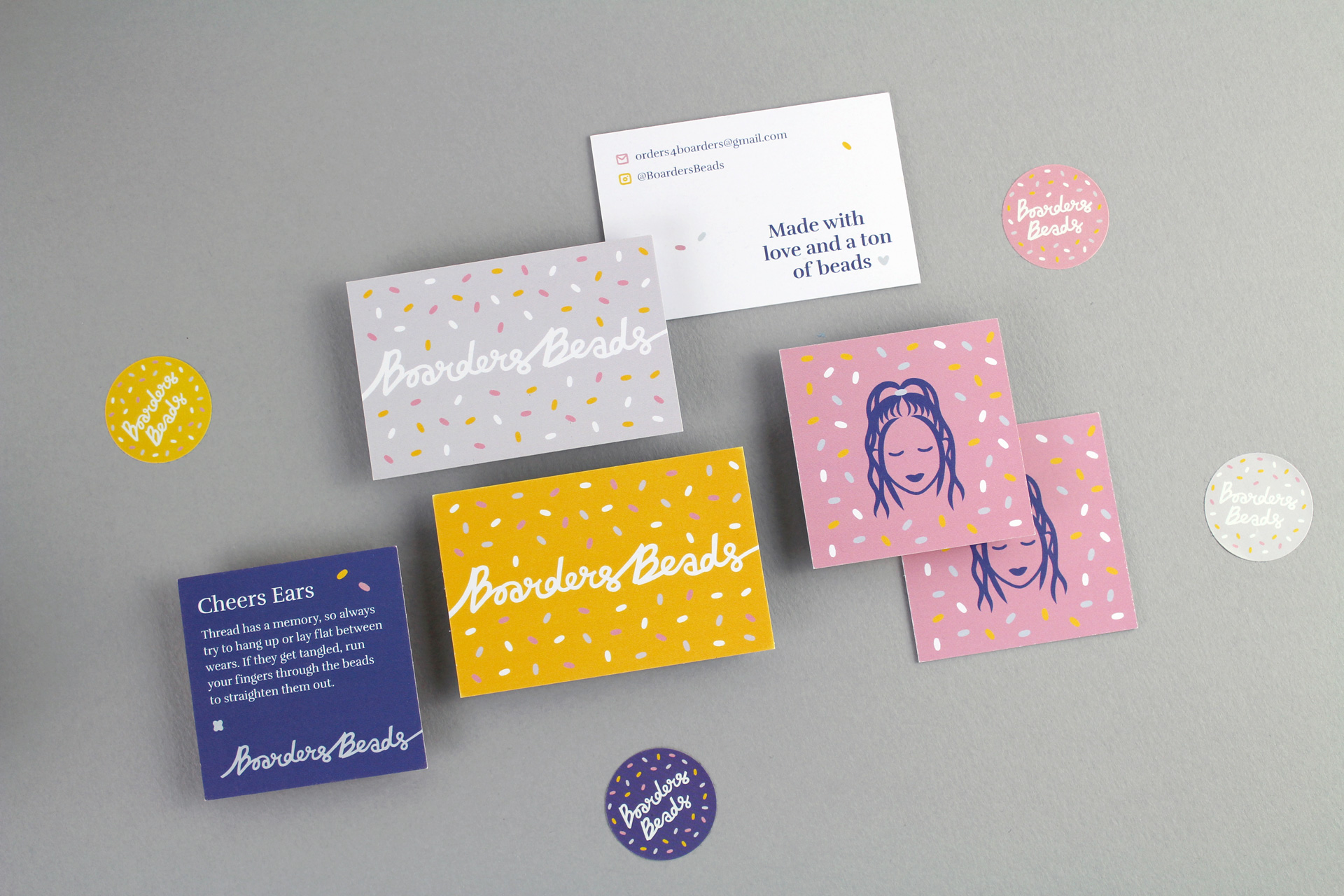 Brand stationery and identity for Boarders Beads