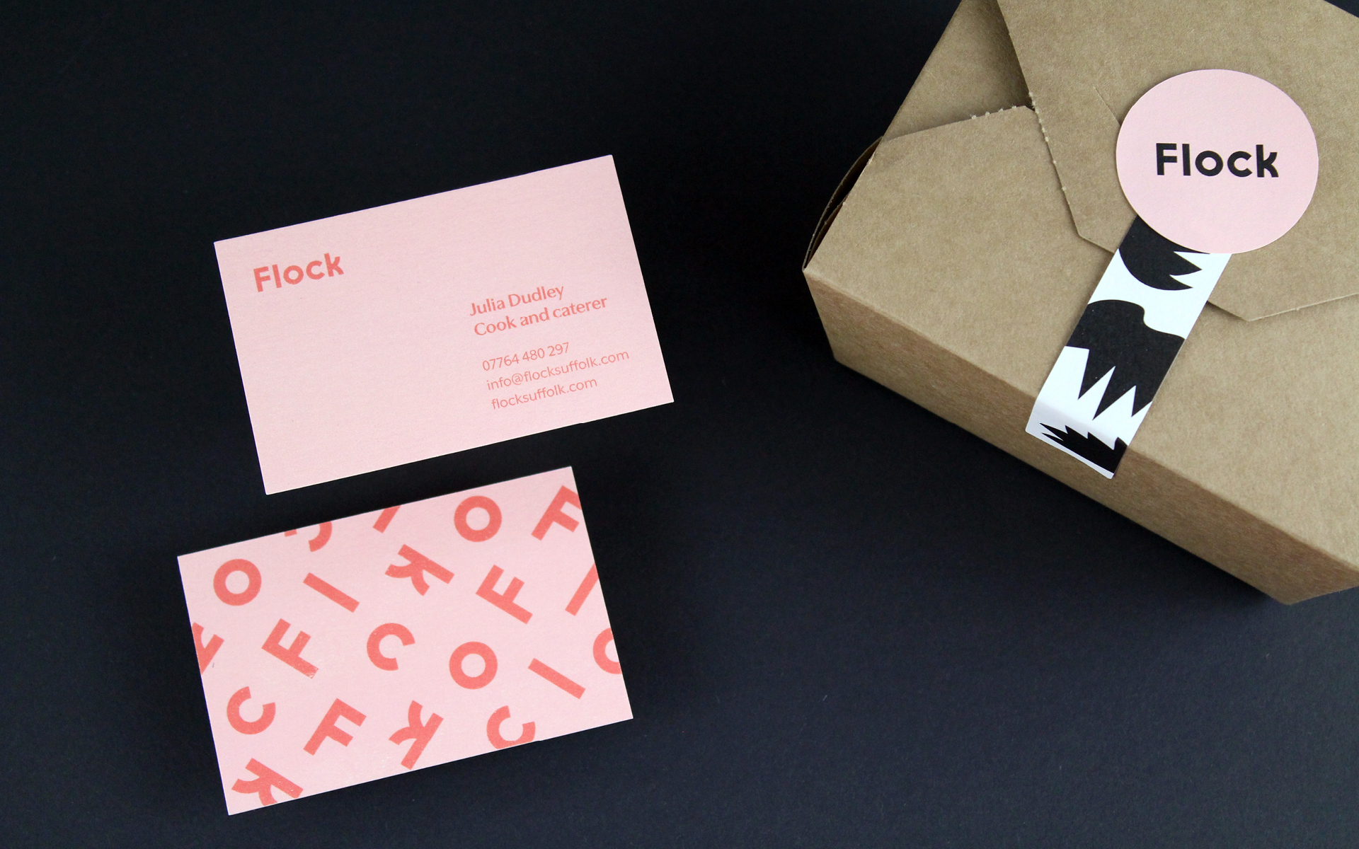 Flock business card and branded packaging