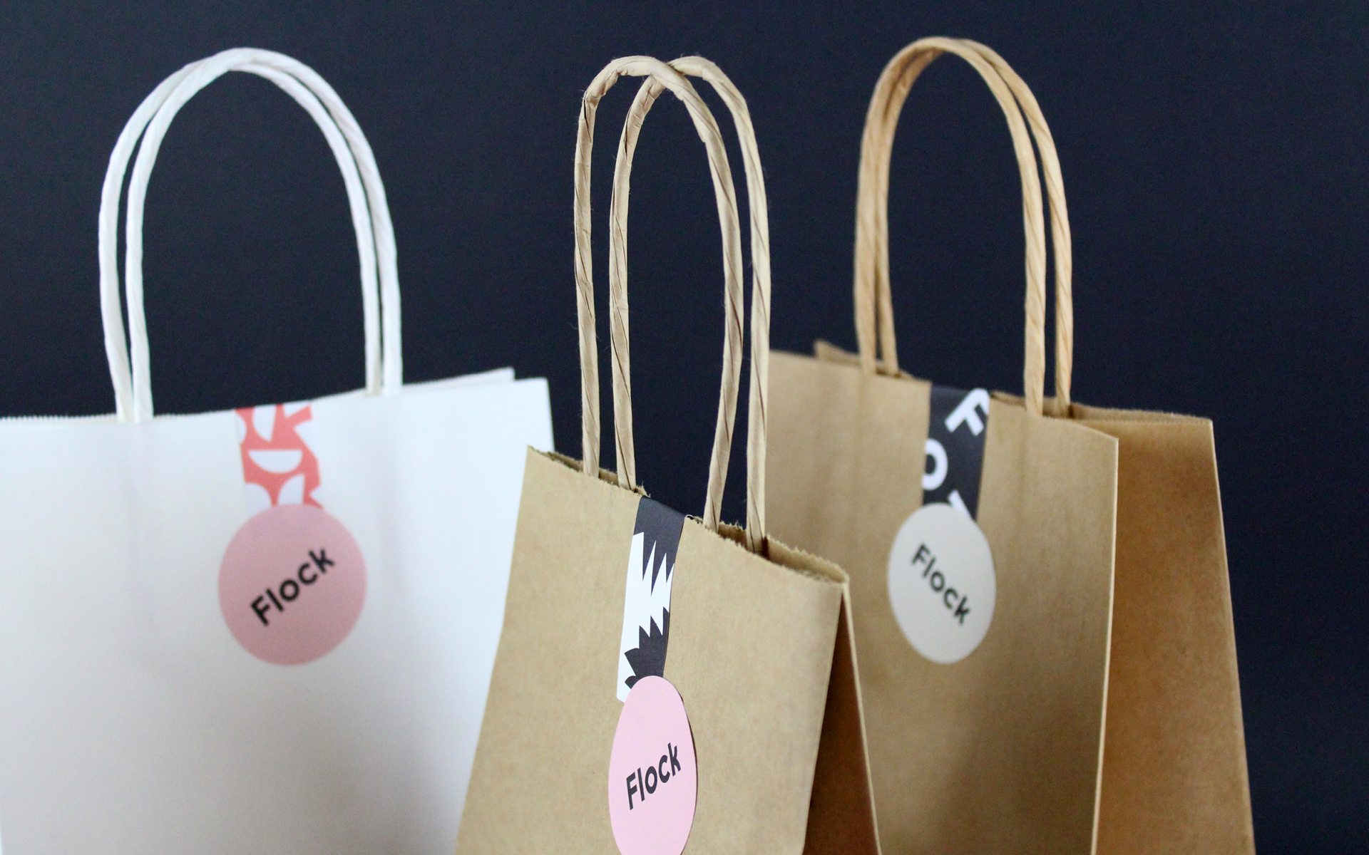 Flock branded bags packaging