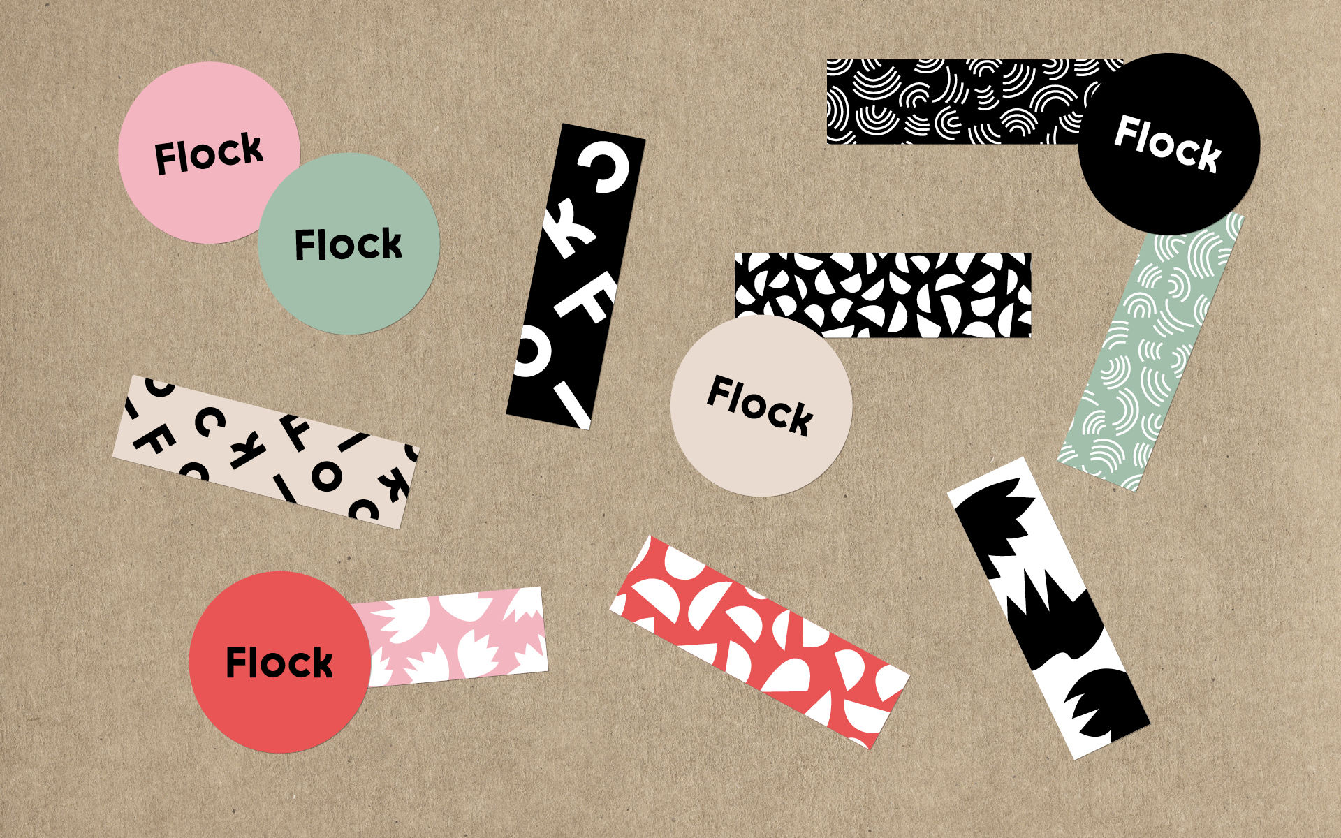 Flock stickers and brand pattern