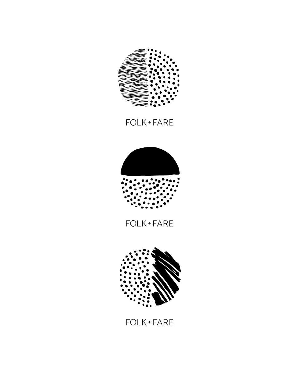 Alternative logos for the Folk and Fare brand identity