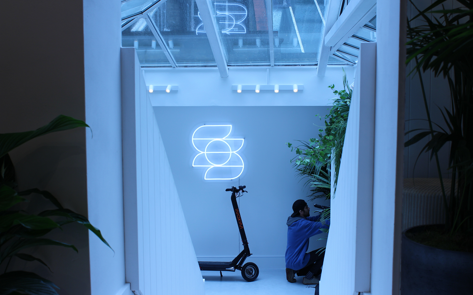 Logomark neon sign for Soho Scooters